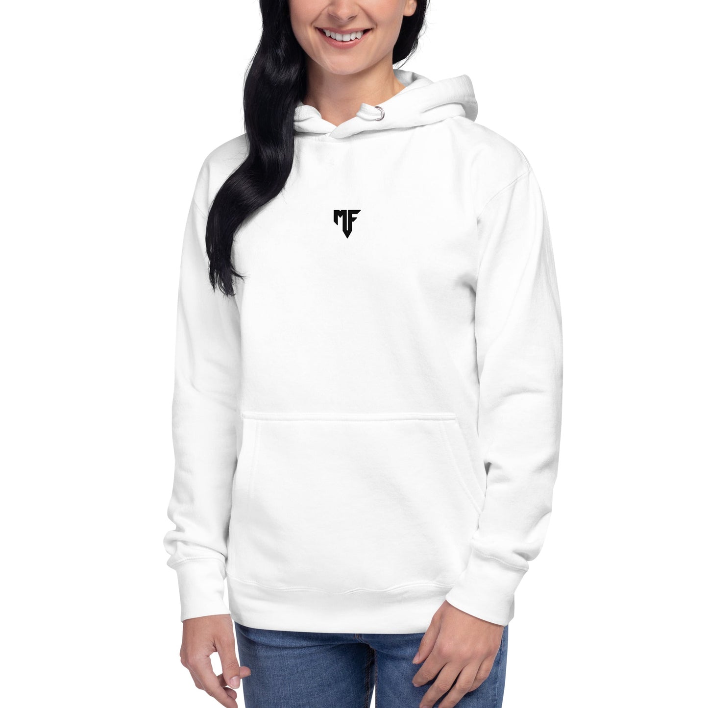 Unisex MF Central Print Hoodie - White - MF Clothing