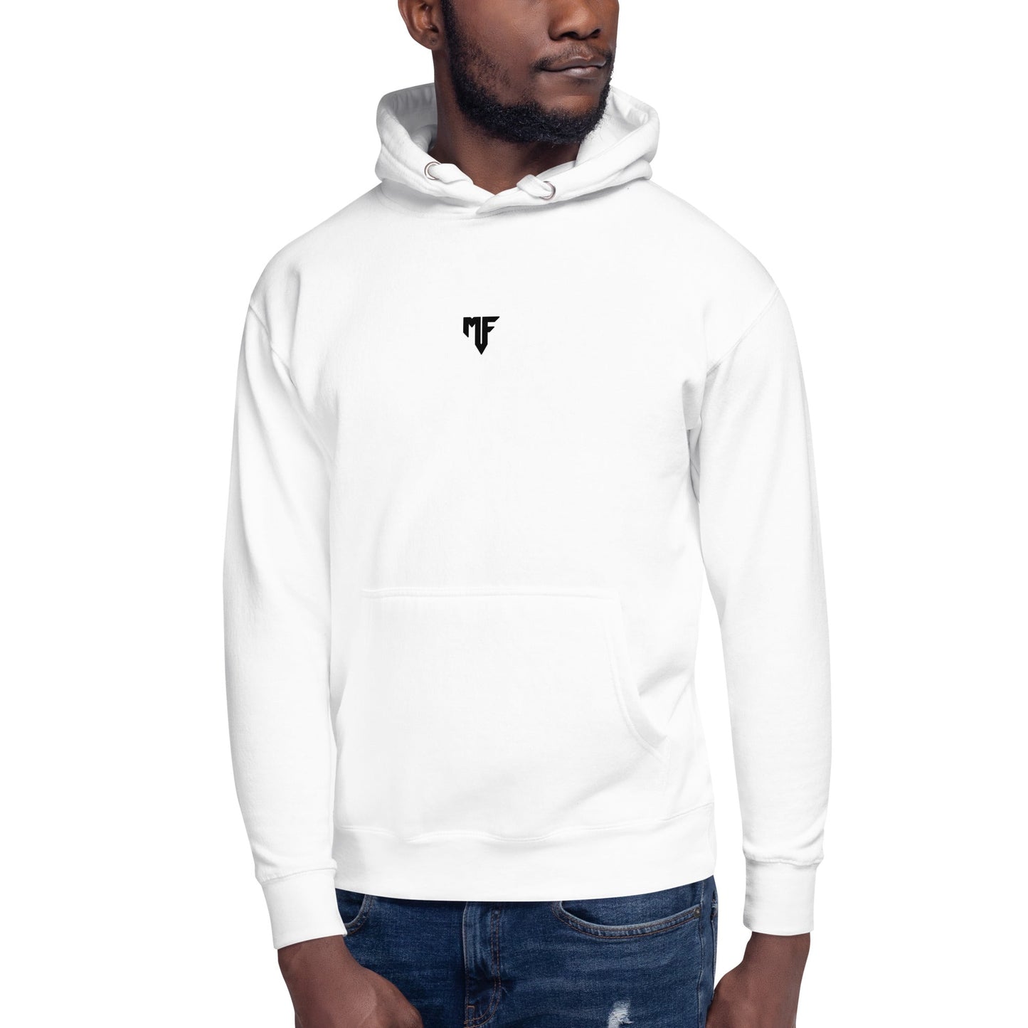 Unisex MF Central Print Hoodie - White - MF Clothing